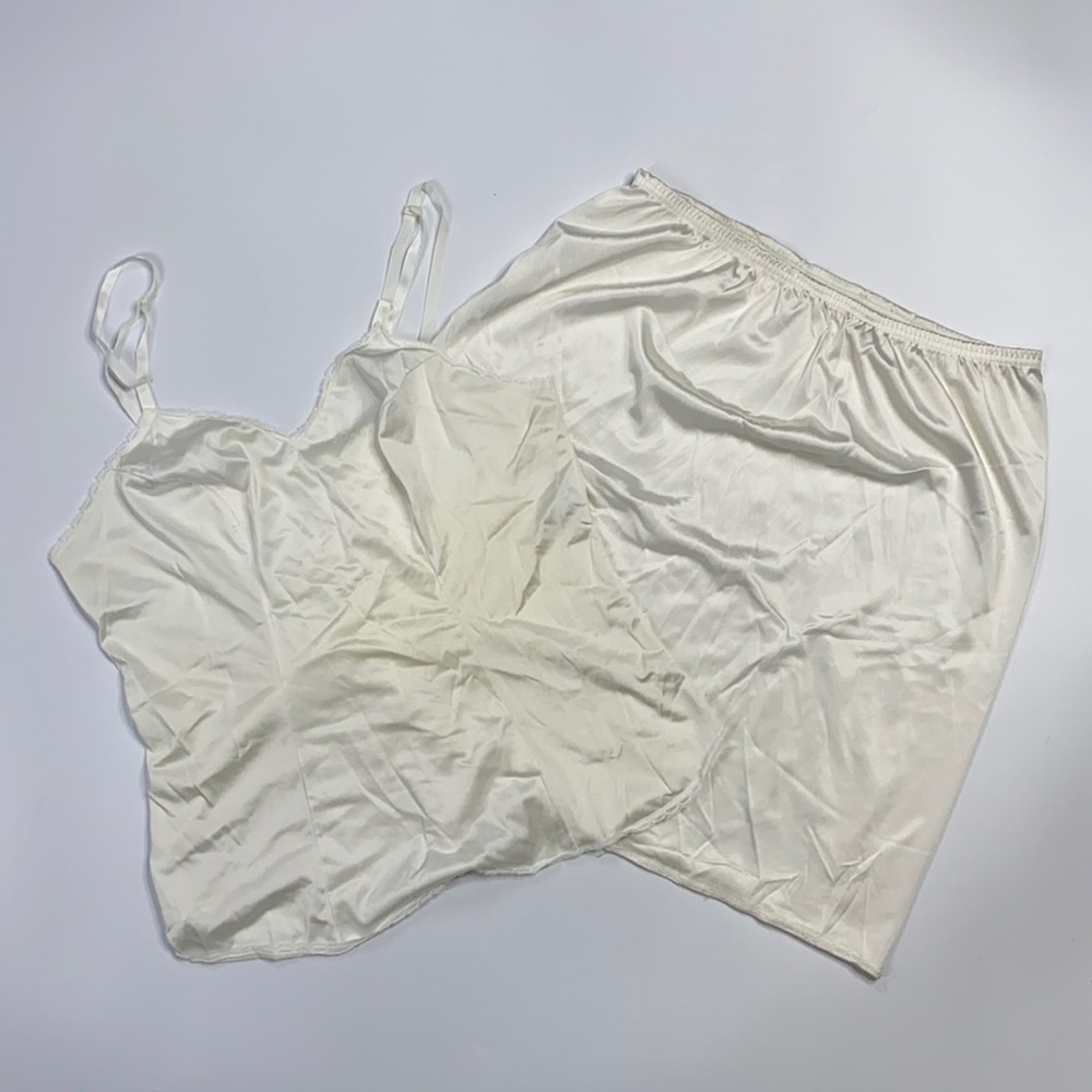 Vintage Vanity Fair White Chemise Top and Slip Skirt Size Medium